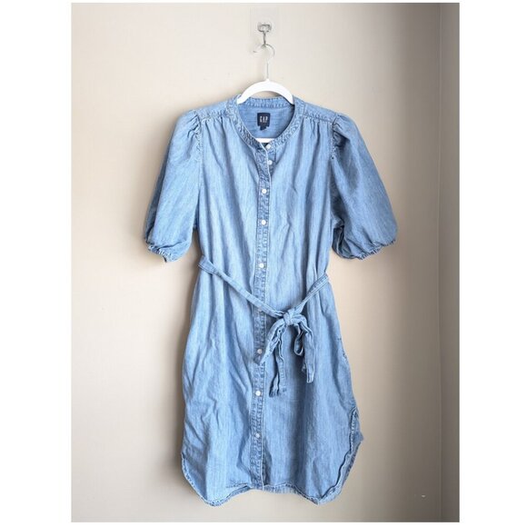 GAP Puff Sleeve Denim Mini Dress - Picture 4 of 8